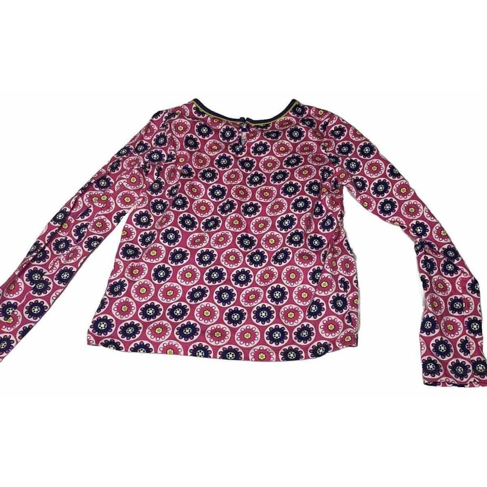 Hanna Andersson Girls Boho Party Shirt Size 16 Pink Blue Button Flower Floral